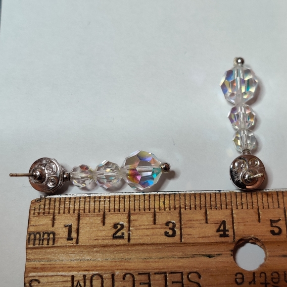 Swarovski Earrings 14K Gold Studs Swan Logo - Picture 3 of 10